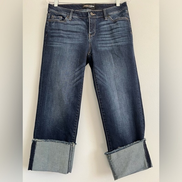 Y2K 90s Gabrielle Union  Size 6 Cropped Denim Cuffed Jeans Blue Wash - Picture 1 of 6
